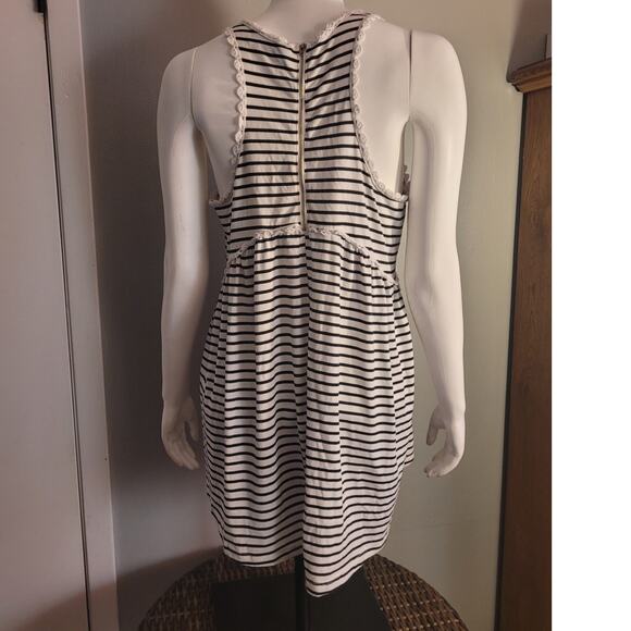 Pol striped babydoll tank lace trim racerback coastal nautical casual top L - Picture 5 of 10